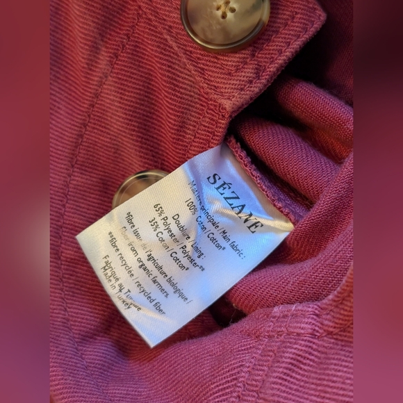 SEZANE * Lucia Vergara: Lucia Button Up Cinched Jumpsuit In Burgundy, Size 2 - Picture 12 of 13